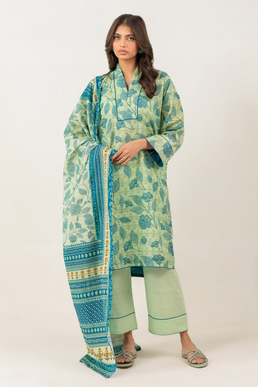 Bonanza Satrangi | Green Khaddar 3 Piece (WS6243P87) -  Bonanza Satrangi Ready To Wear - Original Designer Dress - House of Maryam