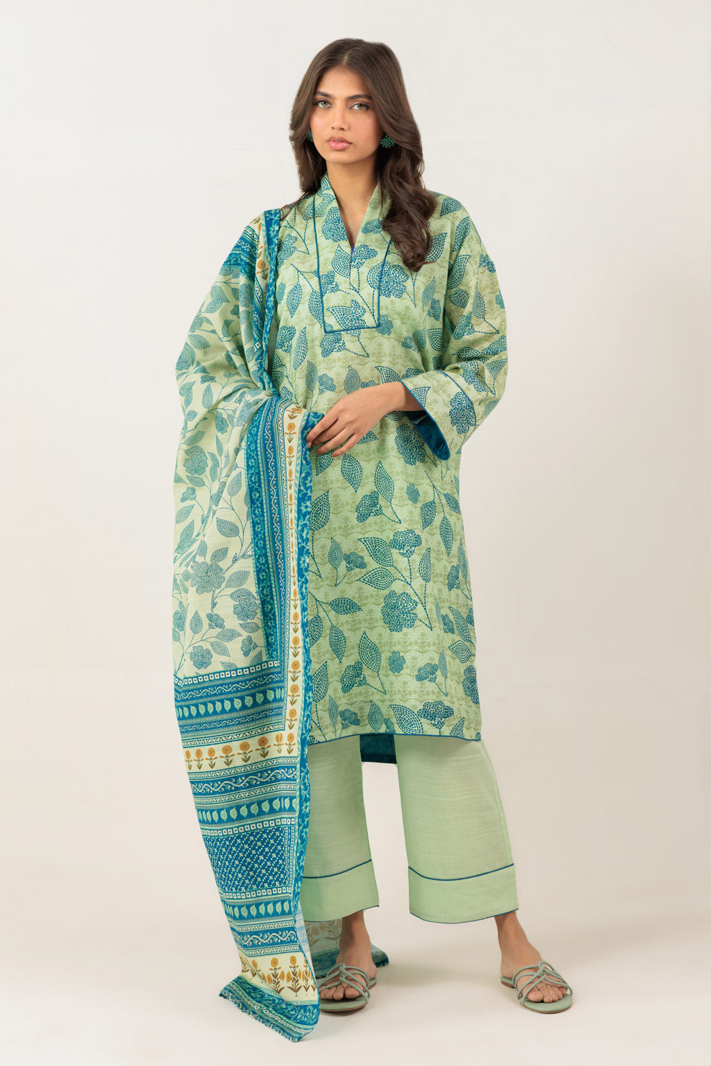 Bonanza Satrangi | Green Khaddar 3 Piece (WS6243P87) -  Bonanza Satrangi Ready To Wear - Original Designer Dress - House of Maryam