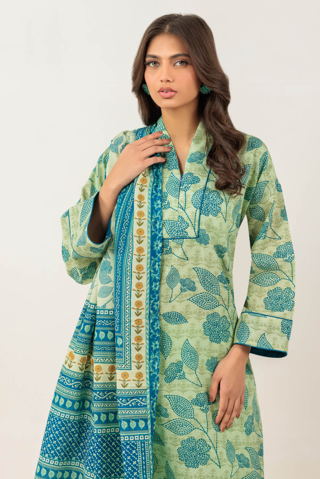 Bonanza Satrangi | Green Khaddar 3 Piece (WS6243P87) -  Bonanza Satrangi Ready To Wear - Original Designer Dress - House of Maryam