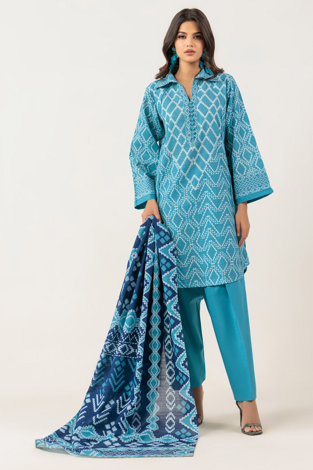 Bonanza Satrangi | Ice Blue Khaddar 3 Piece (WS6243P88) -  Bonanza Satrangi Ready To Wear - Original Designer Dress - House of Maryam