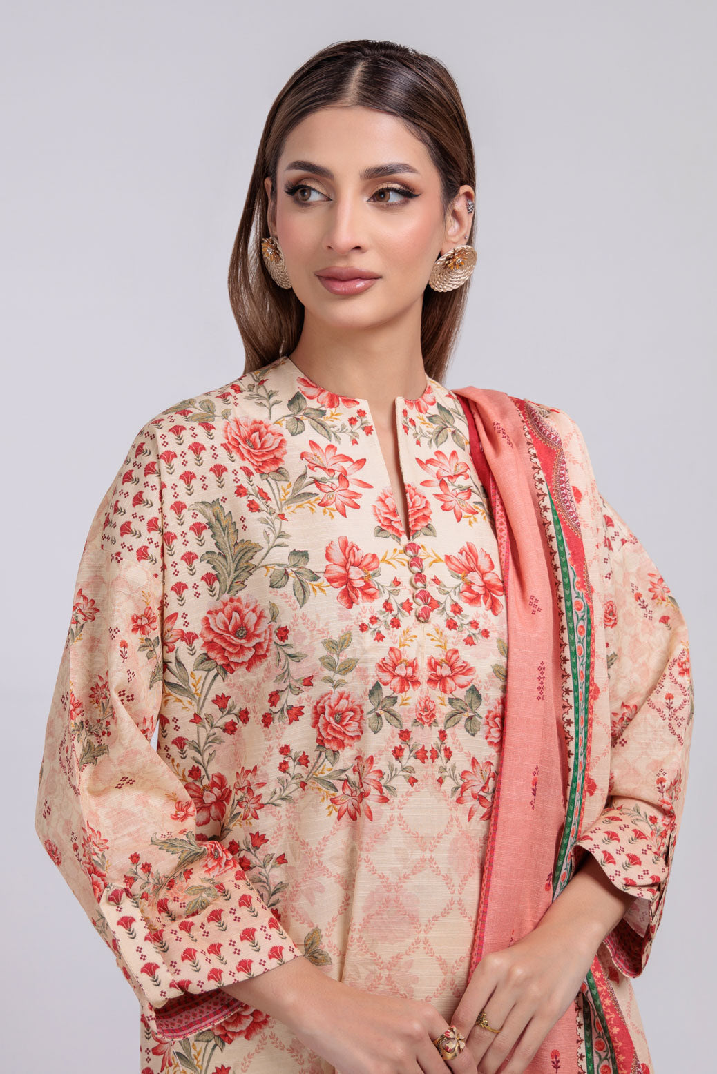 Bonanza Satrangi | Beige Khaddar 3 Piece (WS6243P89) -  Bonanza Satrangi Ready To Wear - Original Designer Dress - House of Maryam