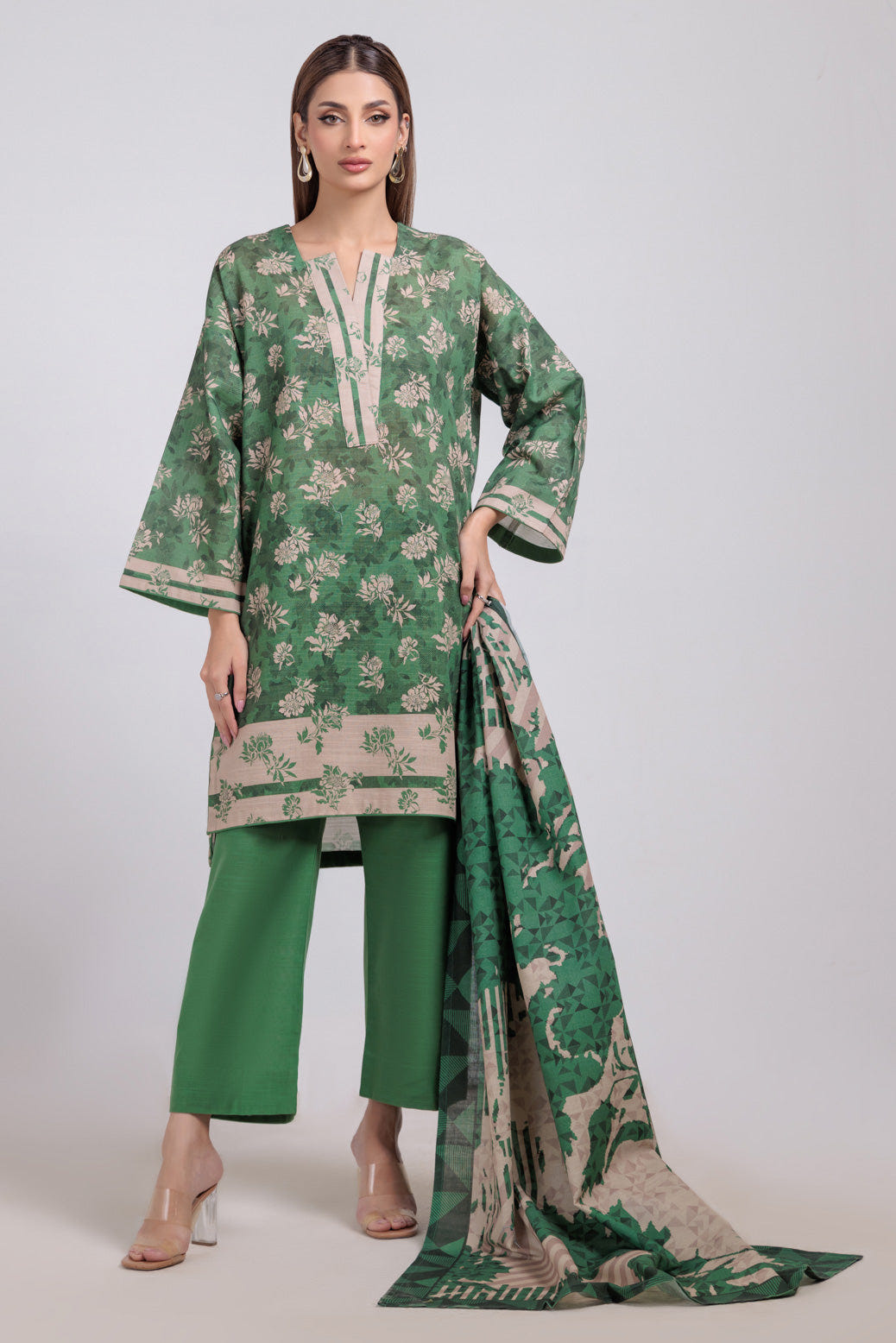 Bonanza Satrangi | Green Khaddar 3 Piece (WS6243P90) -  Bonanza Satrangi Ready To Wear - Original Designer Dress - House of Maryam
