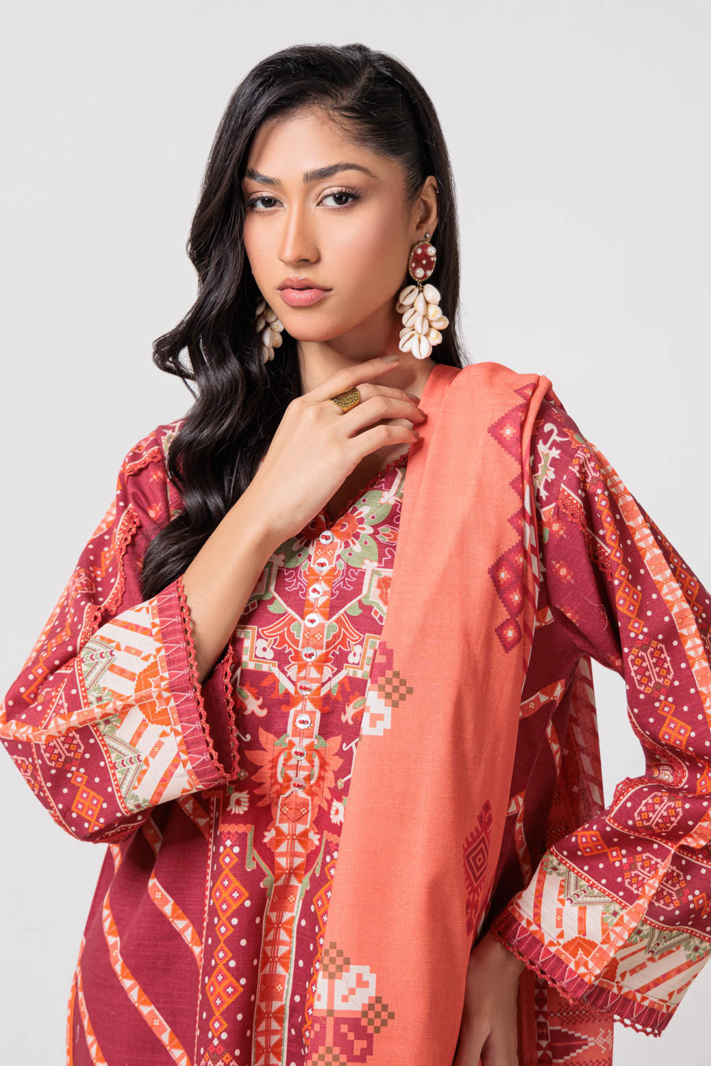 Bonanza Satrangi | Red Khaddar 3 Piece (WS6243P93) -  Bonanza Satrangi Ready To Wear - Original Designer Dress - House of Maryam