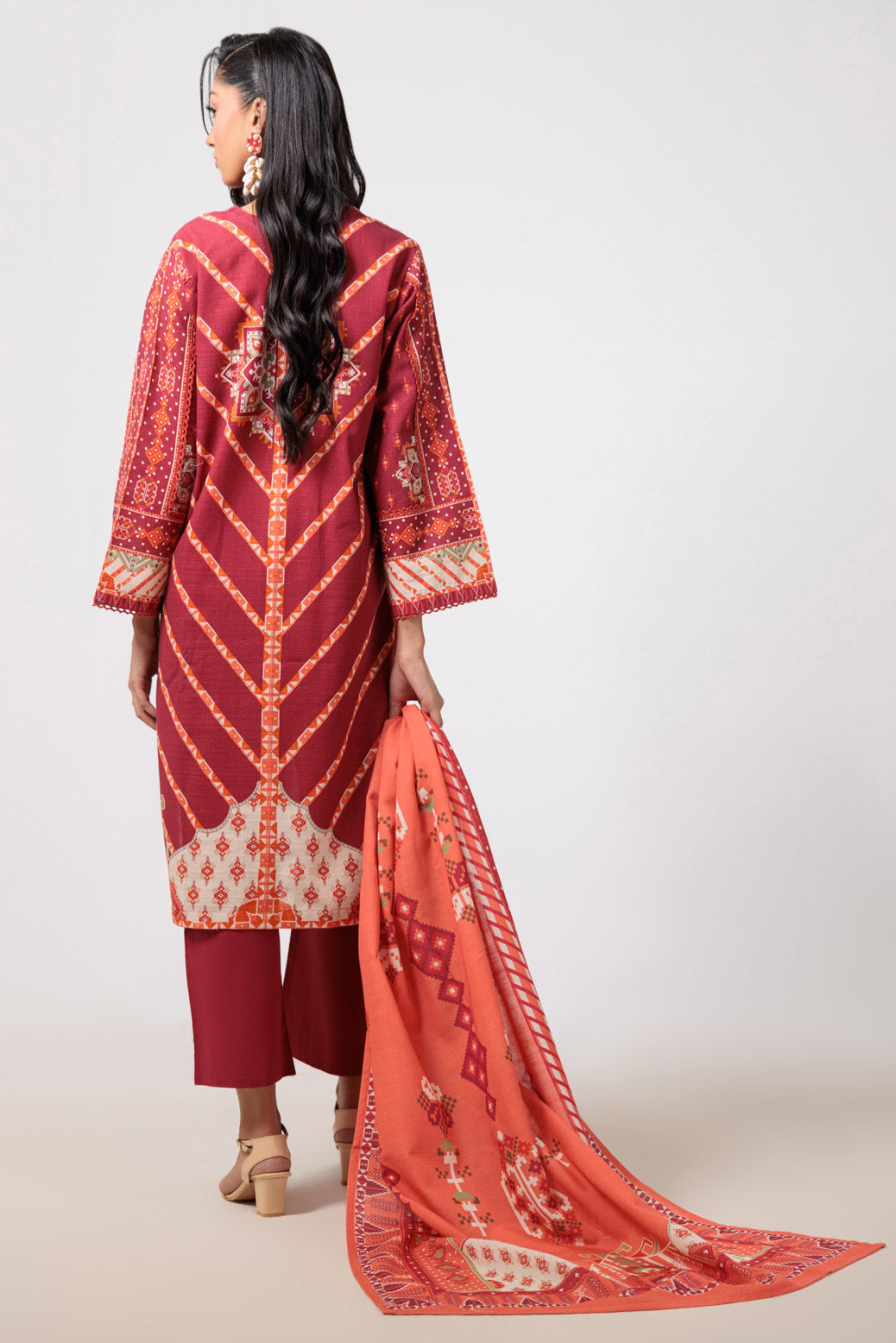 Bonanza Satrangi | Red Khaddar 3 Piece (WS6243P93) -  Bonanza Satrangi Ready To Wear - Original Designer Dress - House of Maryam
