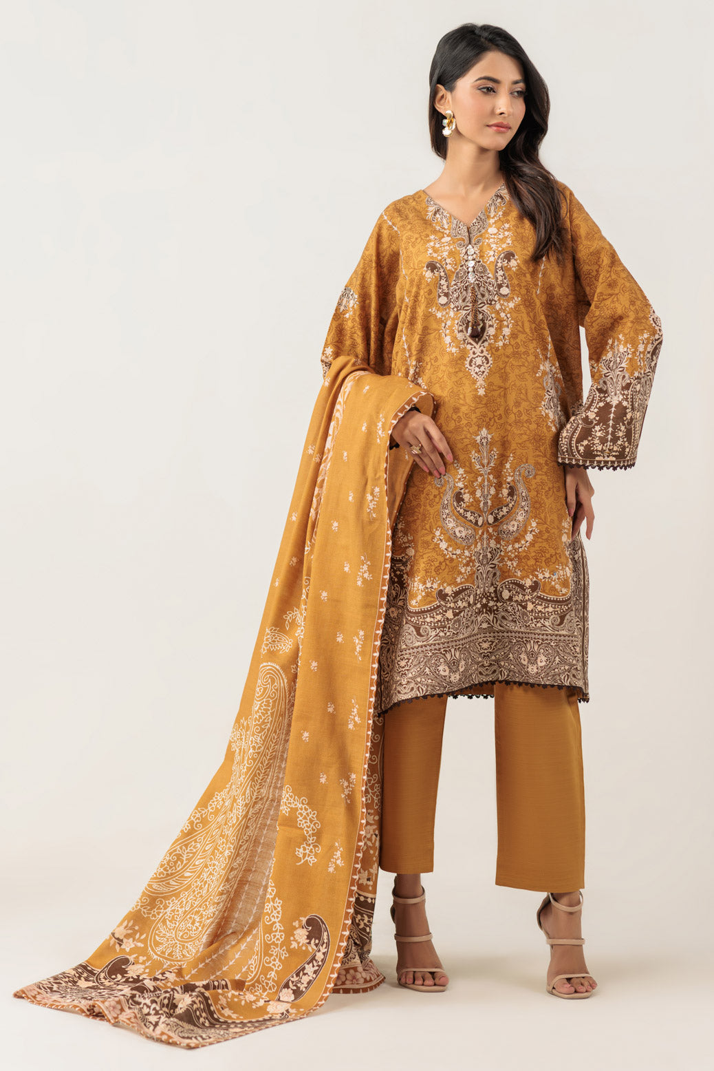Bonanza Satrangi | Mustard Khaddar 3 Piece (WS6243P96) -  Bonanza Satrangi Ready To Wear - Original Designer Dress - House of Maryam