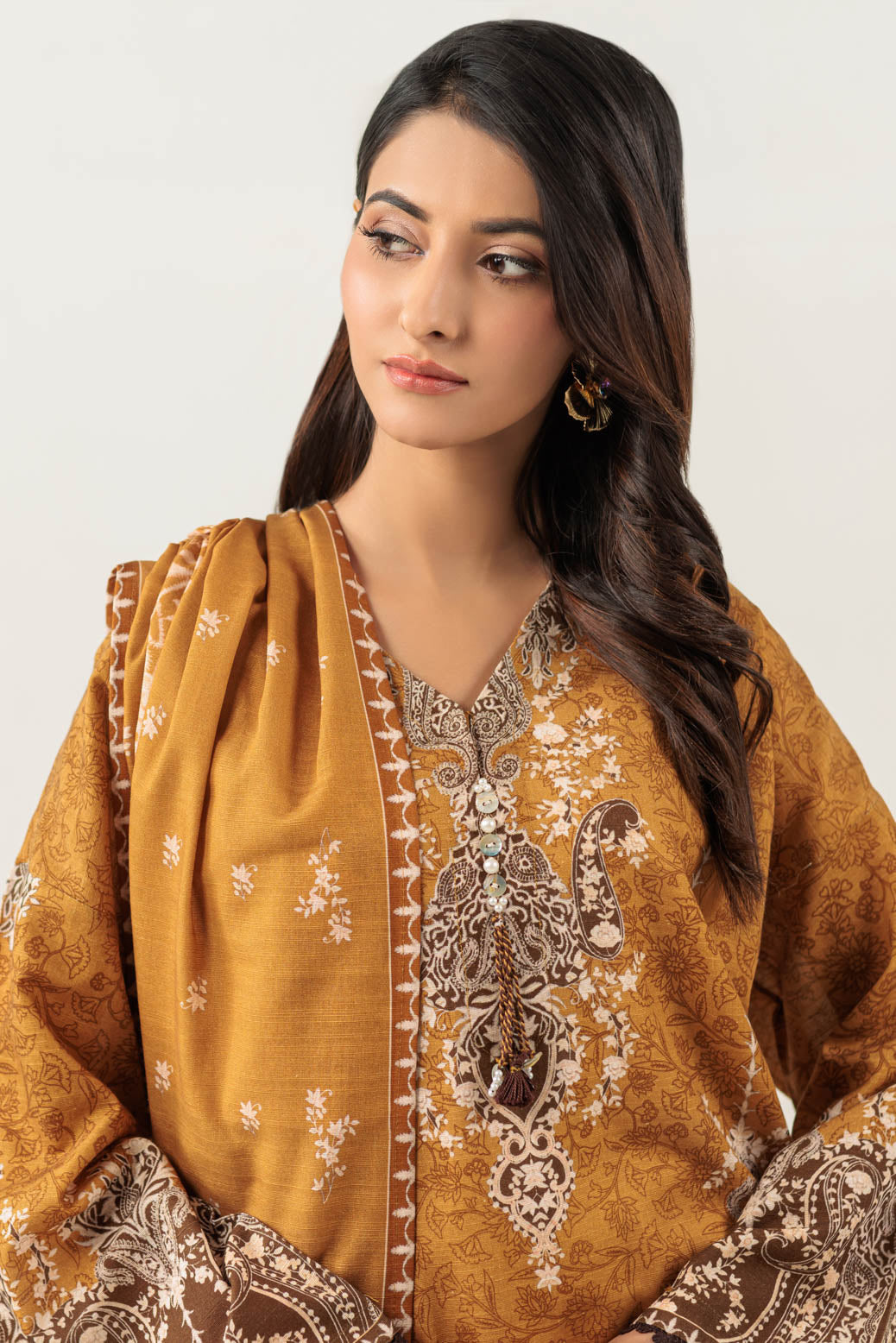 Bonanza Satrangi | Mustard Khaddar 3 Piece (WS6243P96) -  Bonanza Satrangi Ready To Wear - Original Designer Dress - House of Maryam