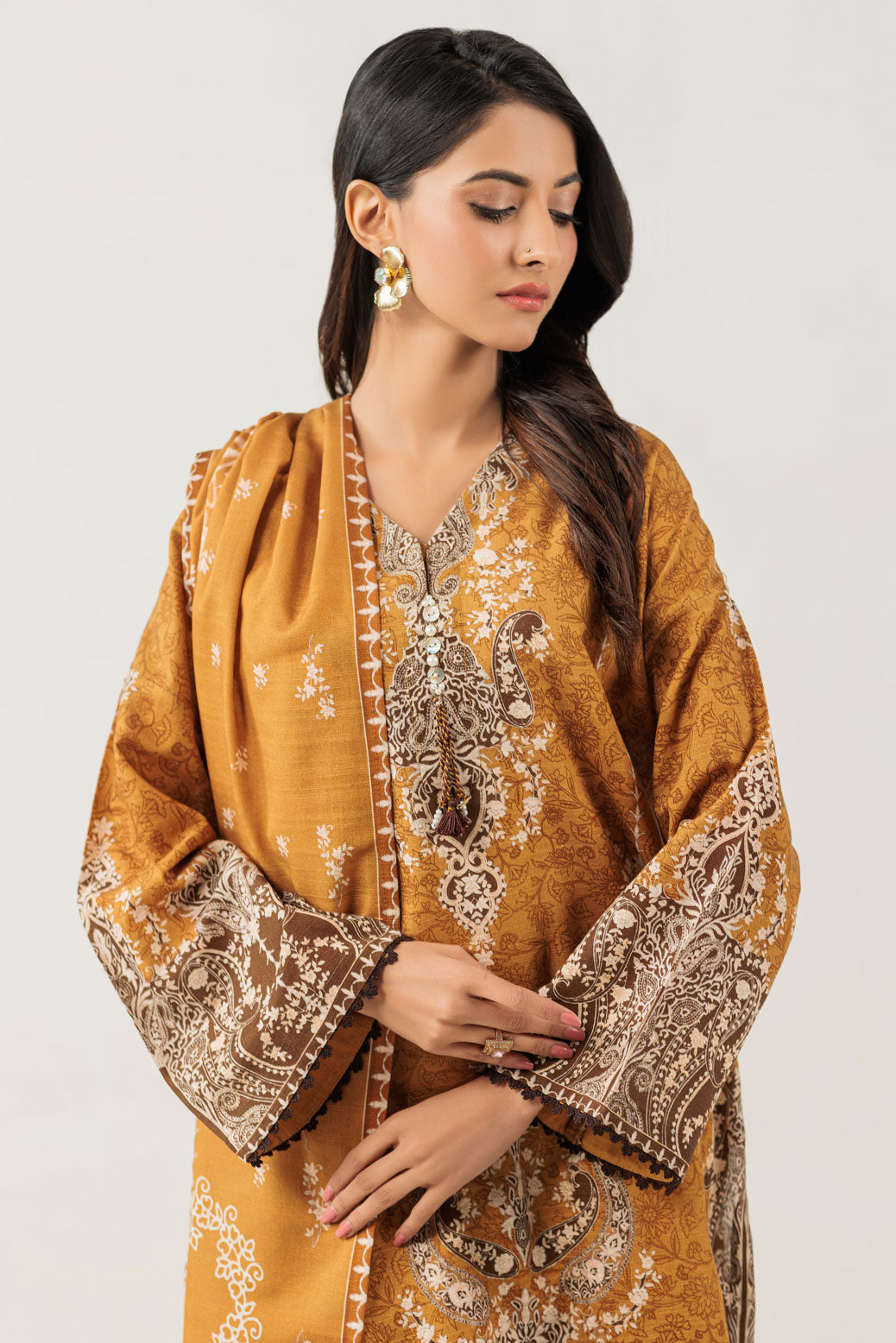 Bonanza Satrangi | Mustard Khaddar 3 Piece (WS6243P96) -  Bonanza Satrangi Ready To Wear - Original Designer Dress - House of Maryam