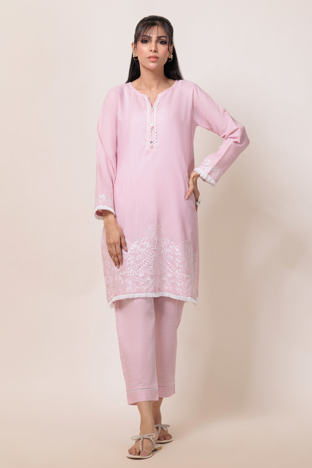 Bonanza Satrangi | Pink Khaddar 2 Piece (WS7242P03) -  Bonanza Satrangi Ready To Wear - Original Designer Dress - House of Maryam