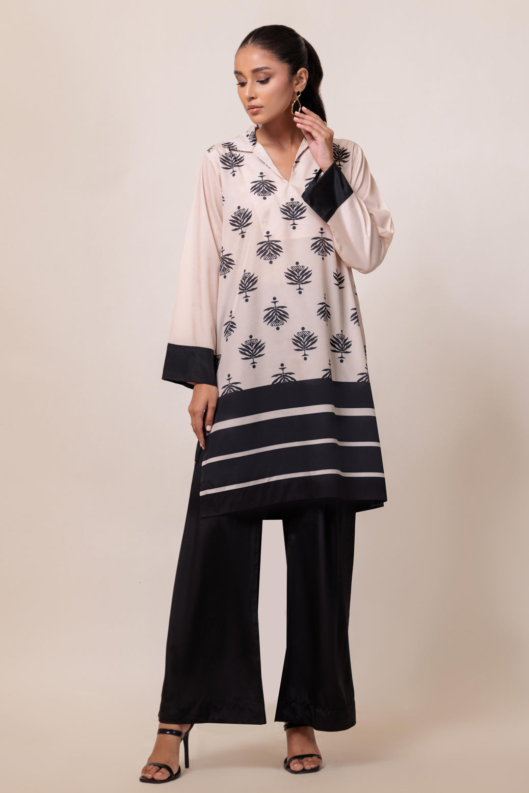 Bonanza Satrangi | Beige Poly Crepe 2 Piece (WS7242P08) -  Bonanza Satrangi Ready To Wear - Original Designer Dress - House of Maryam