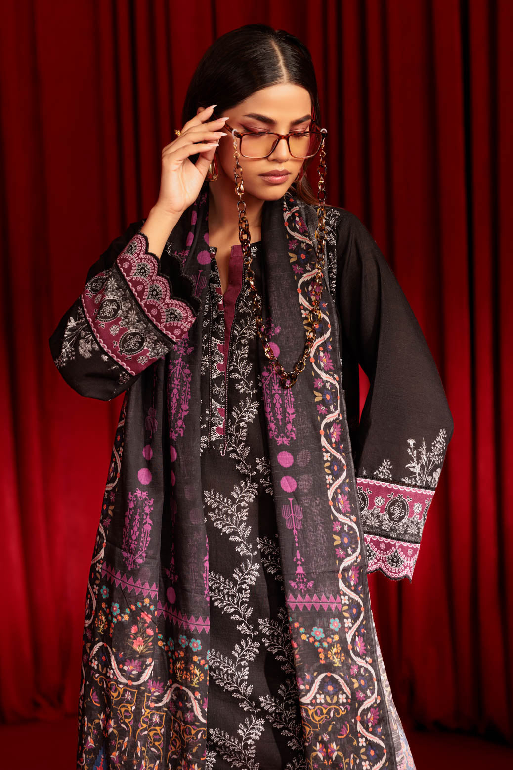 Bonanza Satrangi | Black Khaddar 3 Piece (WS7243P04) -  Bonanza Satrangi Ready To Wear - Original Designer Dress - House of Maryam