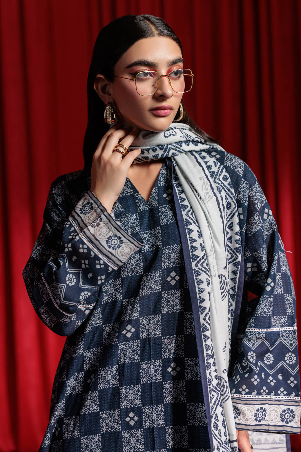 Bonanza Satrangi | Blue Khaddar 3 Piece (WS7243P07) -  Bonanza Satrangi Ready To Wear - Original Designer Dress - House of Maryam