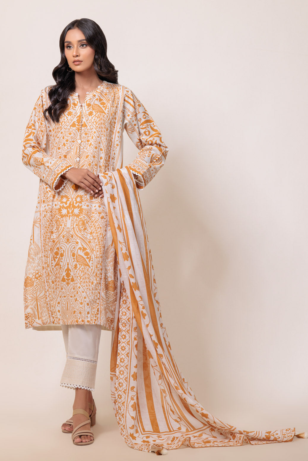 Bonanza Satrangi | White Cambric 3 Piece (WS7243P11) -  Bonanza Satrangi Ready To Wear - Original Designer Dress - House of Maryam