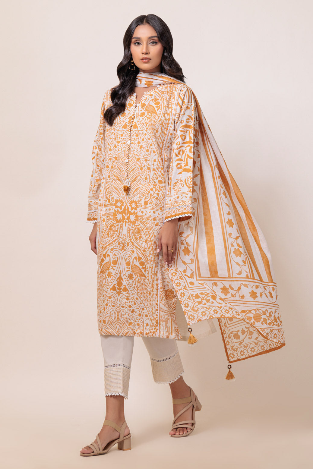 Bonanza Satrangi | White Cambric 3 Piece (WS7243P11) -  Bonanza Satrangi Ready To Wear - Original Designer Dress - House of Maryam