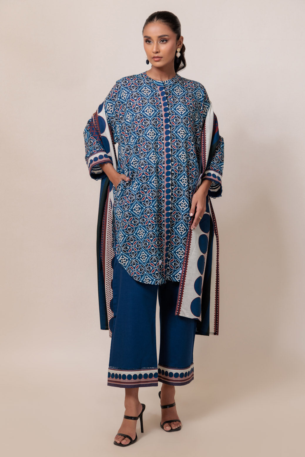 Bonanza Satrangi | Blue Khaddar 3 Piece (WS7243P15) -  Bonanza Satrangi Ready To Wear - Original Designer Dress - House of Maryam