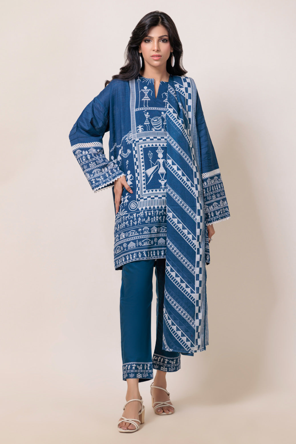 Bonanza Satrangi | Blue Cambric 3 Piece (WS7243P18) -  Bonanza Satrangi Ready To Wear - Original Designer Dress - House of Maryam