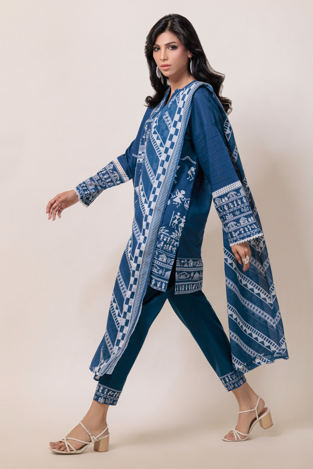Bonanza Satrangi | Blue Cambric 3 Piece (WS7243P18) -  Bonanza Satrangi Ready To Wear - Original Designer Dress - House of Maryam