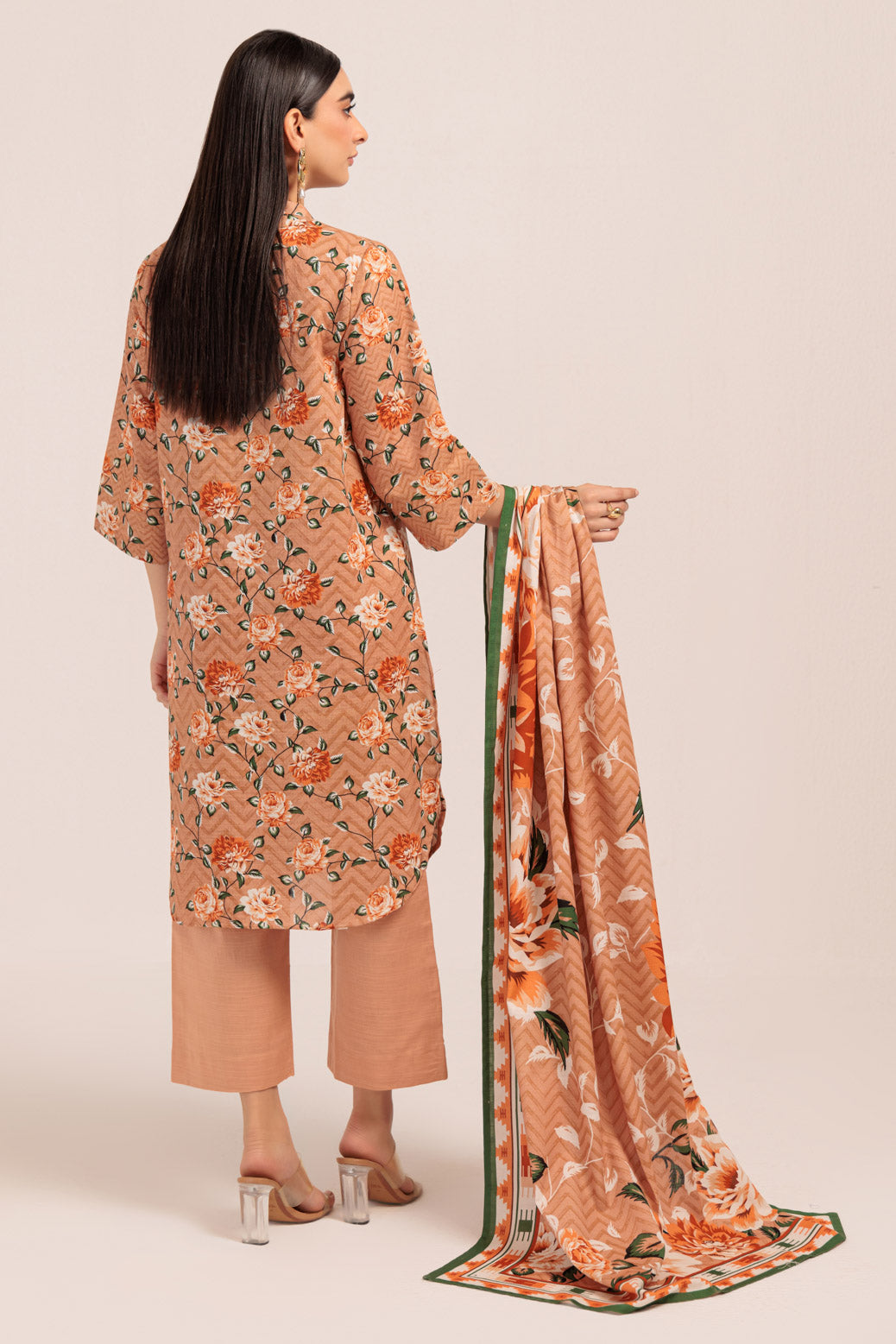 Bonanza Satrangi | Peach Khaddar 3 Piece (WS7243P22) -  Bonanza Satrangi Ready To Wear - Original Designer Dress - House of Maryam