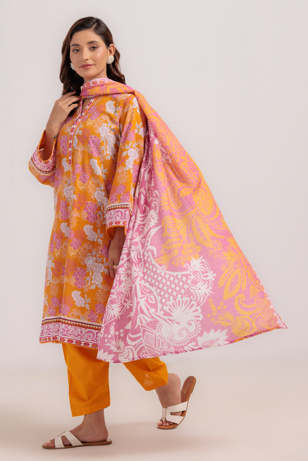 Bonanza Satrangi | Orange Khaddar 3 Piece (WS7243P35) -  Bonanza Satrangi Ready To Wear - Original Designer Dress - House of Maryam