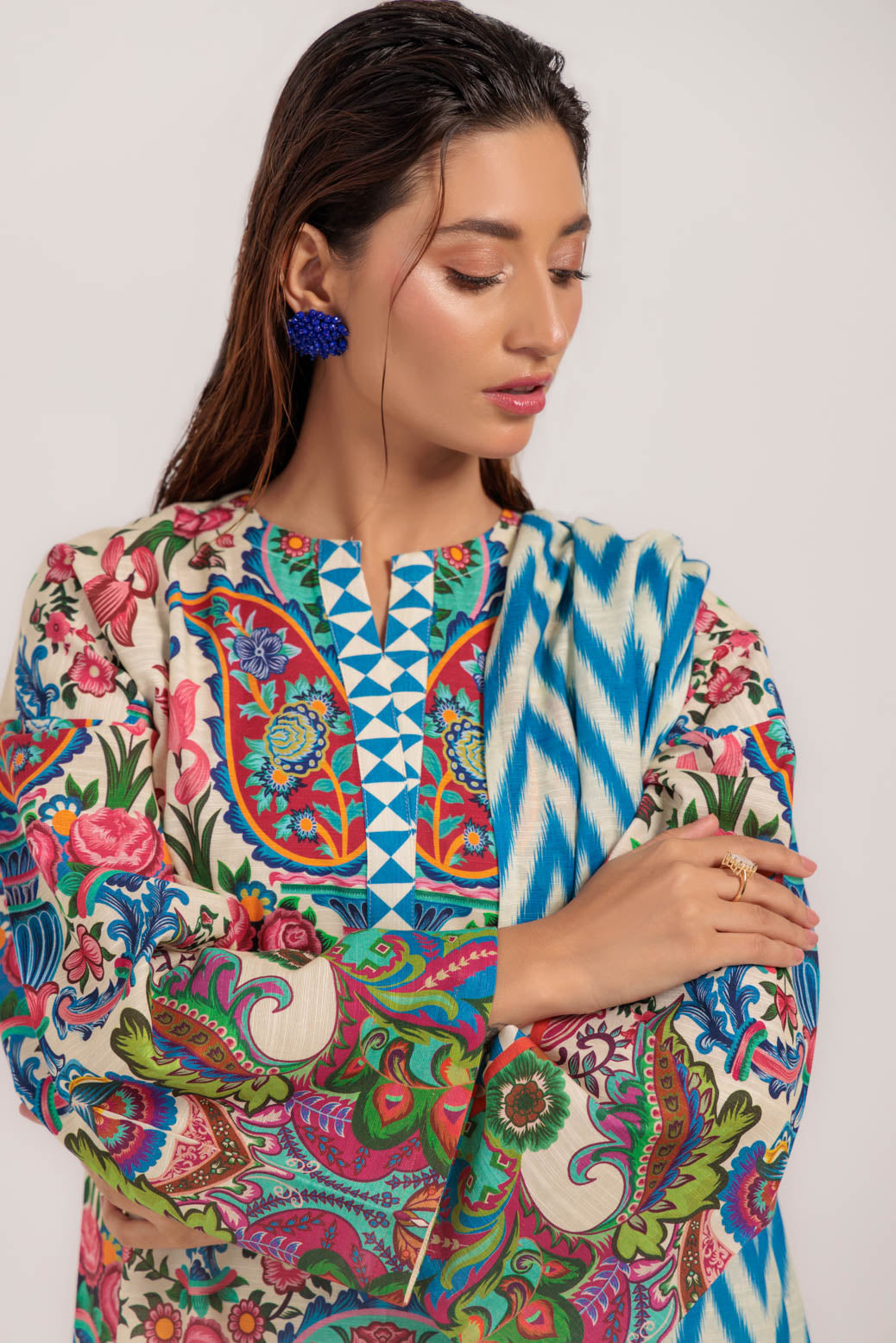 Bonanza Satrangi | Beige Khaddar 3 Piece (WS7243P36) -  Bonanza Satrangi Ready To Wear - Original Designer Dress - House of Maryam