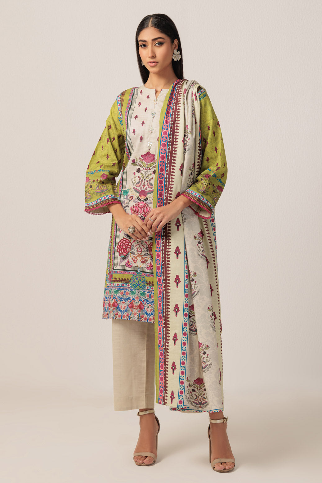 Bonanza Satrangi | Green Khaddar 3 Piece (WS7243P39) -  Bonanza Satrangi Ready To Wear - Original Designer Dress - House of Maryam