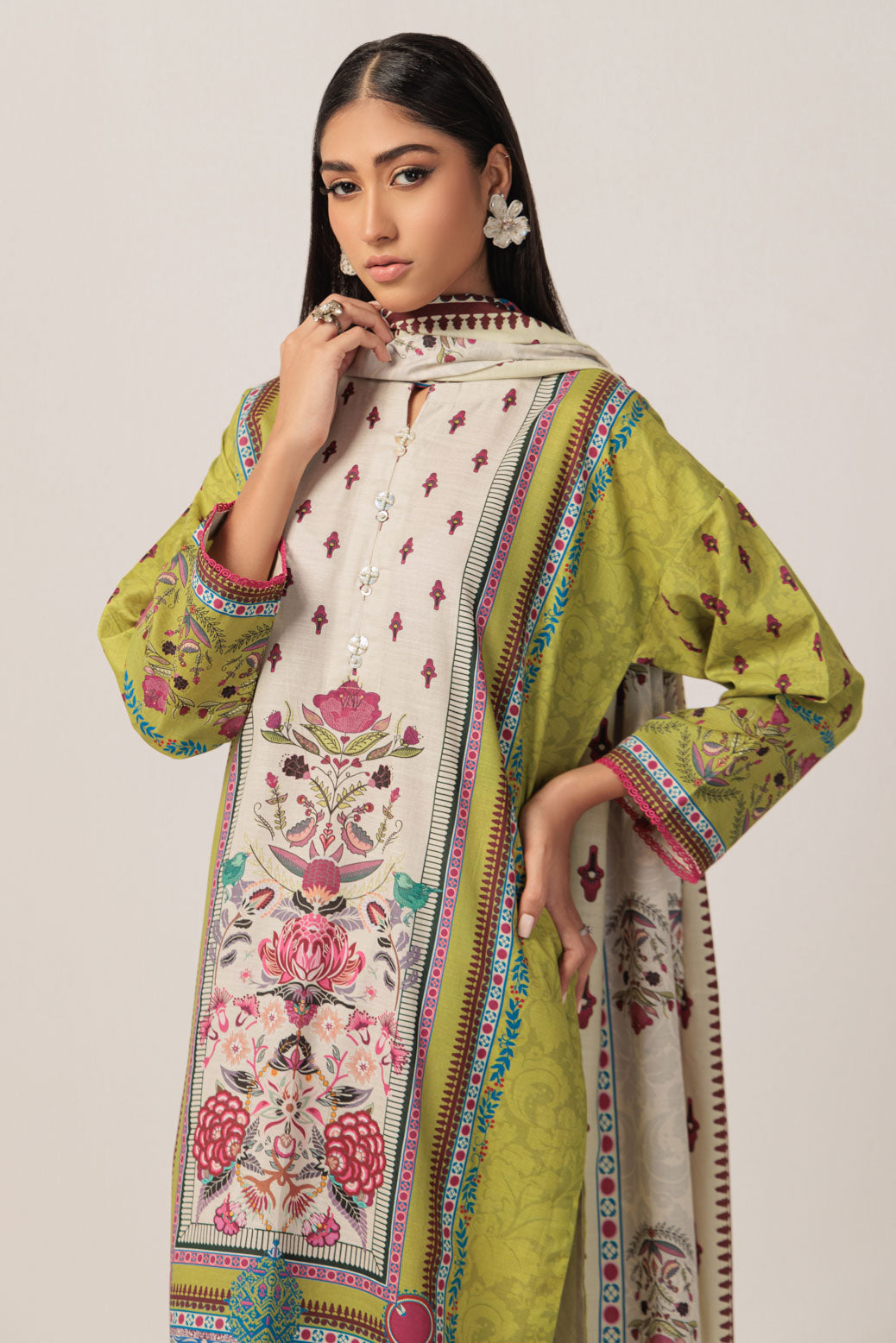Bonanza Satrangi | Green Khaddar 3 Piece (WS7243P39) -  Bonanza Satrangi Ready To Wear - Original Designer Dress - House of Maryam