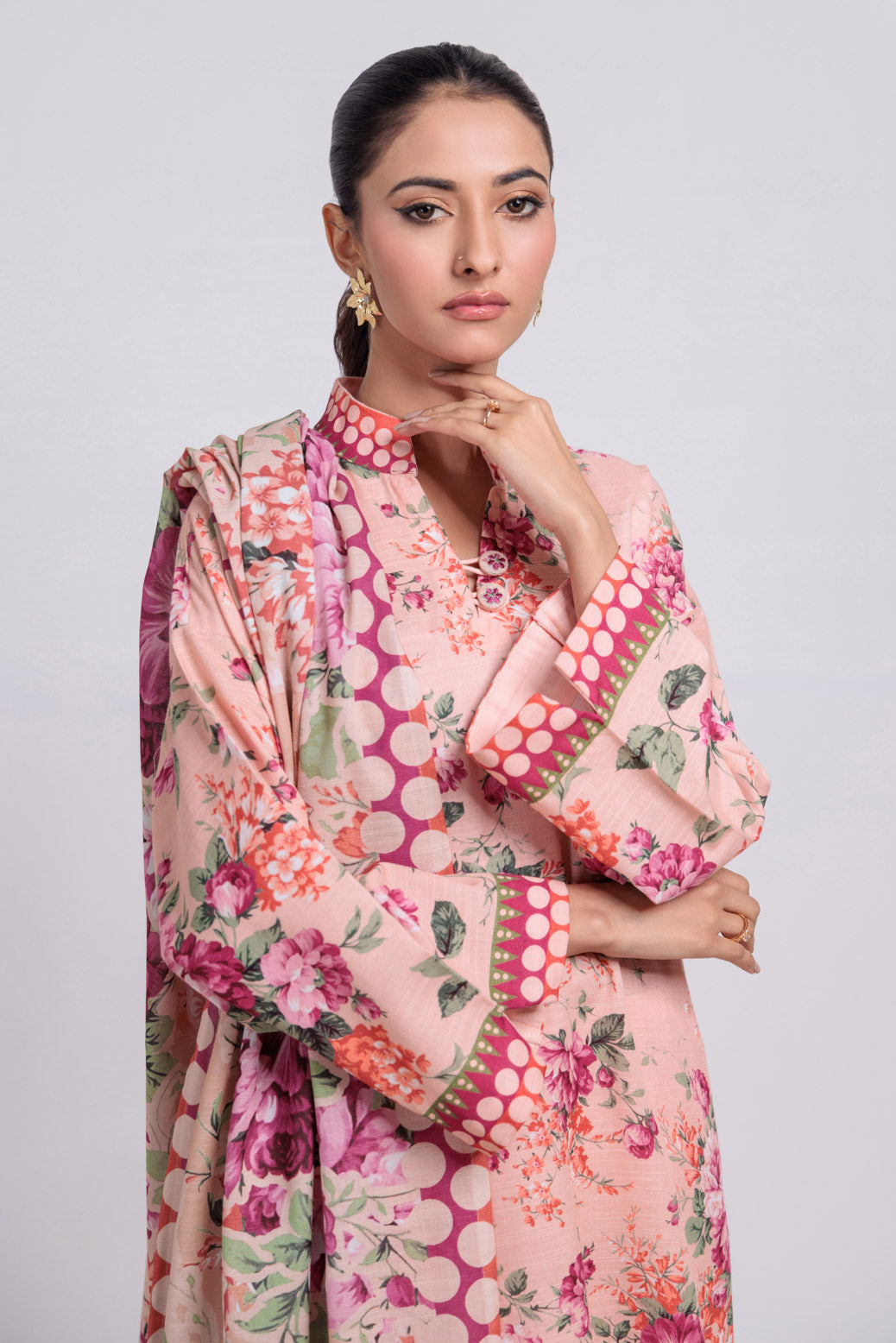 Bonanza Satrangi | Peach Khaddar 3 Piece (WS7243P48) -  Bonanza Satrangi Ready To Wear - Original Designer Dress - House of Maryam