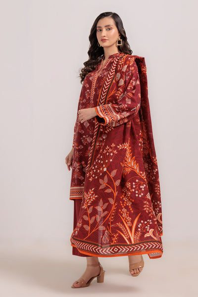 Bonanza Satrangi | Red Khaddar 3 Piece (WS7243P49) -  Bonanza Satrangi Ready To Wear - Original Designer Dress - House of Maryam