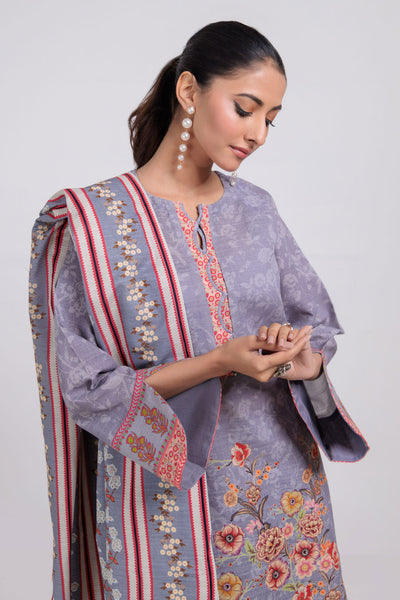 Bonanza Satrangi | Grey Khaddar 3 Piece (WS7243P54) -  Bonanza Satrangi Ready To Wear - Original Designer Dress - House of Maryam