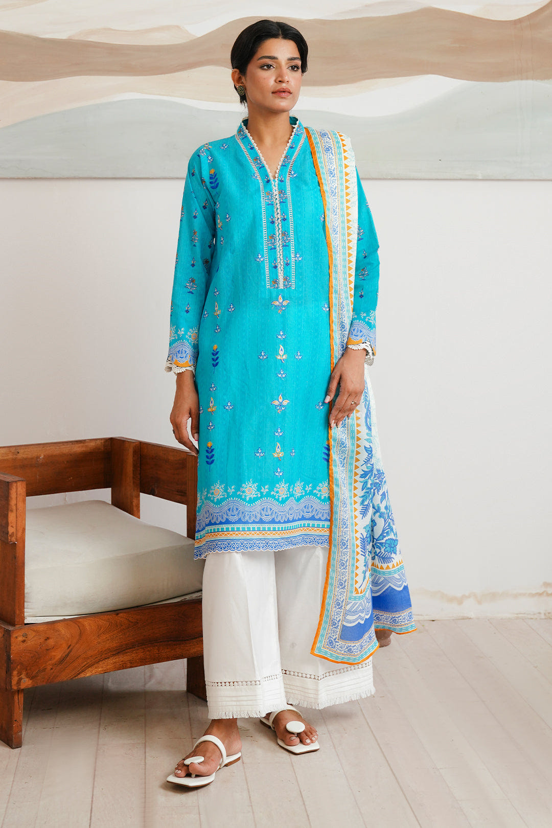 Zellbury | Unstitched 2 Piece Cambric | Embroidered Shirt Dupatta - 0020 -  Zellbury Women Essential Unstitched - Original Designer Dress - House of Maryam