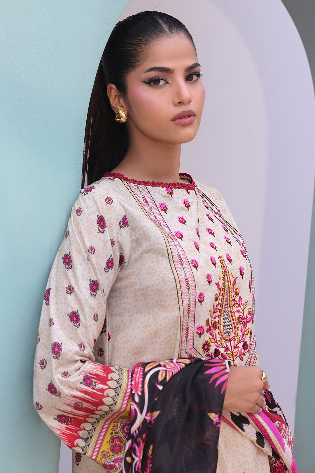 Zellbury | Unstitched 2 Piece Cambric | Embroidered Shirt Dupatta - 0022 -  Zellbury Women Essential Unstitched - Original Designer Dress - House of Maryam