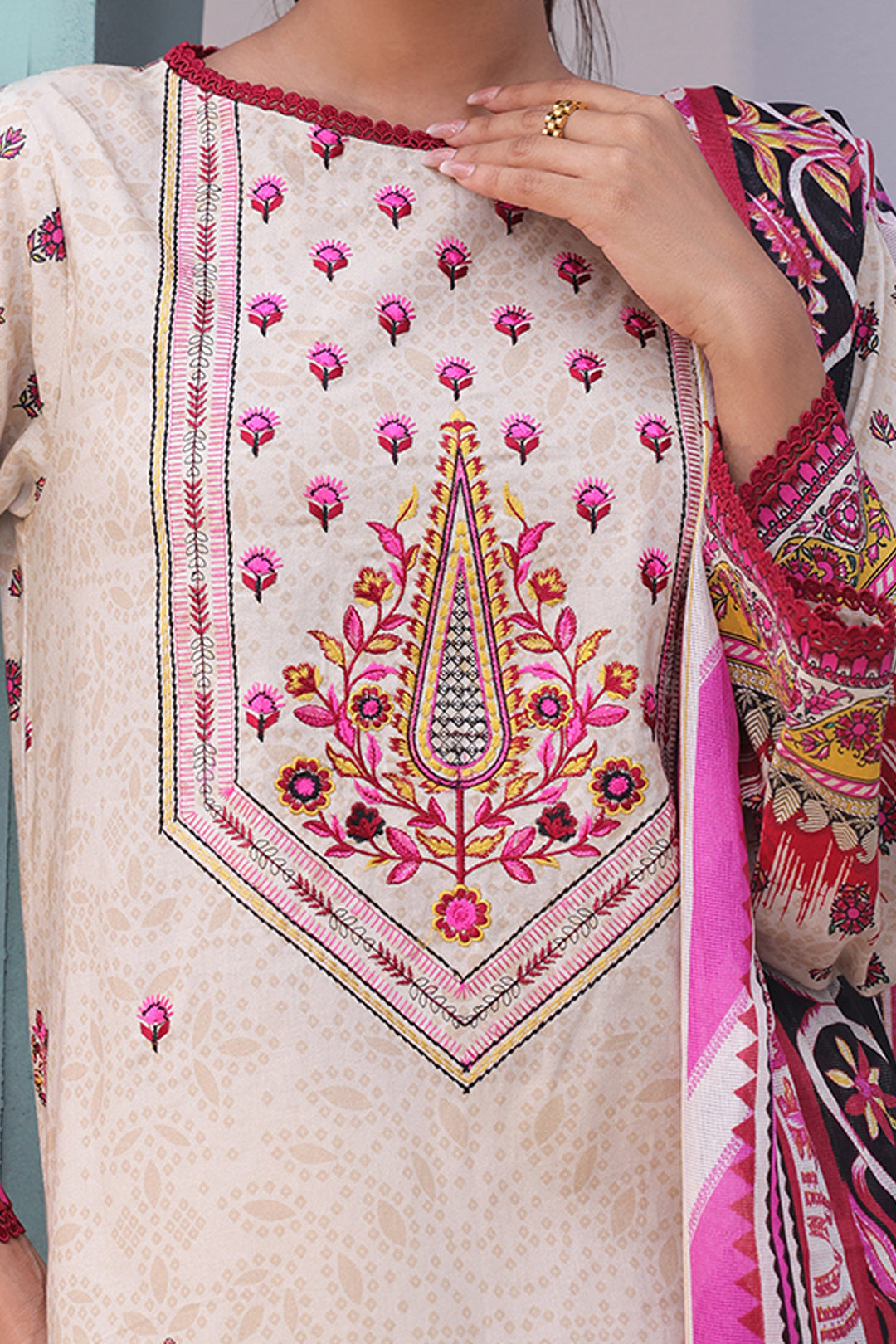 Zellbury | Unstitched 2 Piece Cambric | Embroidered Shirt Dupatta - 0022 -  Zellbury Women Essential Unstitched - Original Designer Dress - House of Maryam