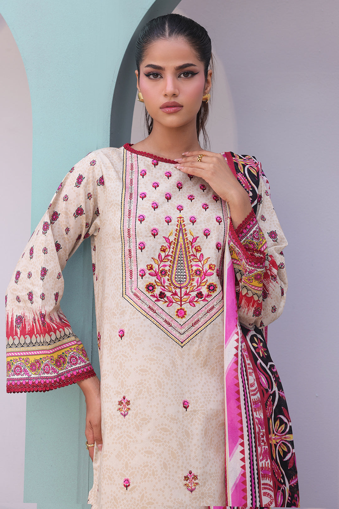 Zellbury | Unstitched 2 Piece Cambric | Embroidered Shirt Dupatta - 0022 -  Zellbury Women Essential Unstitched - Original Designer Dress - House of Maryam