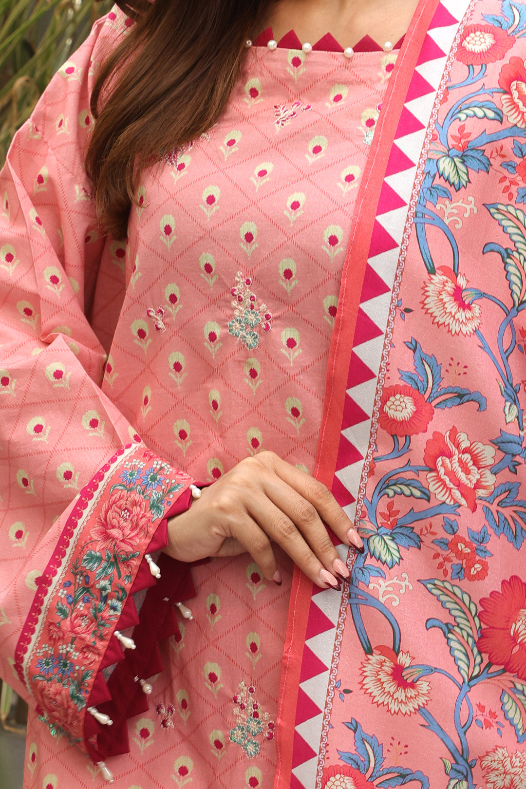 Zellbury | Unstitched 2 Piece Cambric | Embroidered Shirt Dupatta - 0025 -  Zellbury Women Essential Unstitched - Original Designer Dress - House of Maryam