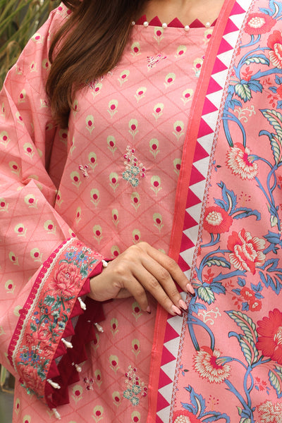 Zellbury | Unstitched 2 Piece Cambric | Embroidered Shirt Dupatta - 0025 -  Zellbury Women Essential Unstitched - Original Designer Dress - House of Maryam