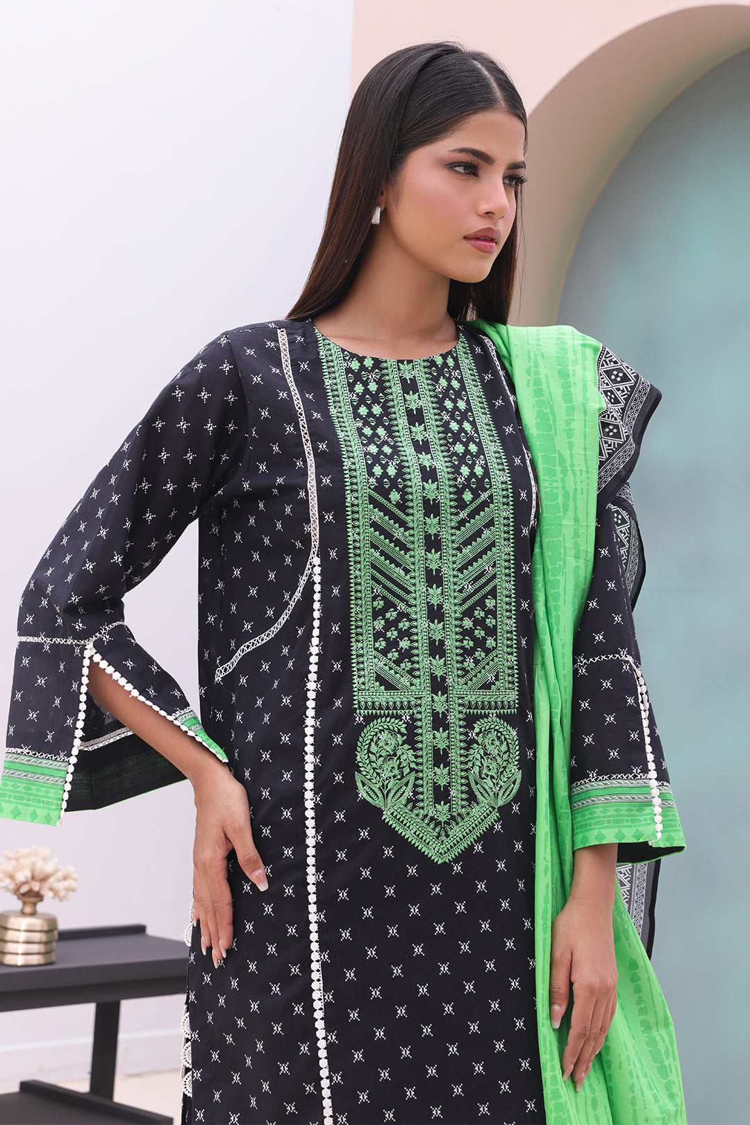 Zellbury | Unstitched 2 Piece Cambric | Embroidered Shirt Dupatta - 0027