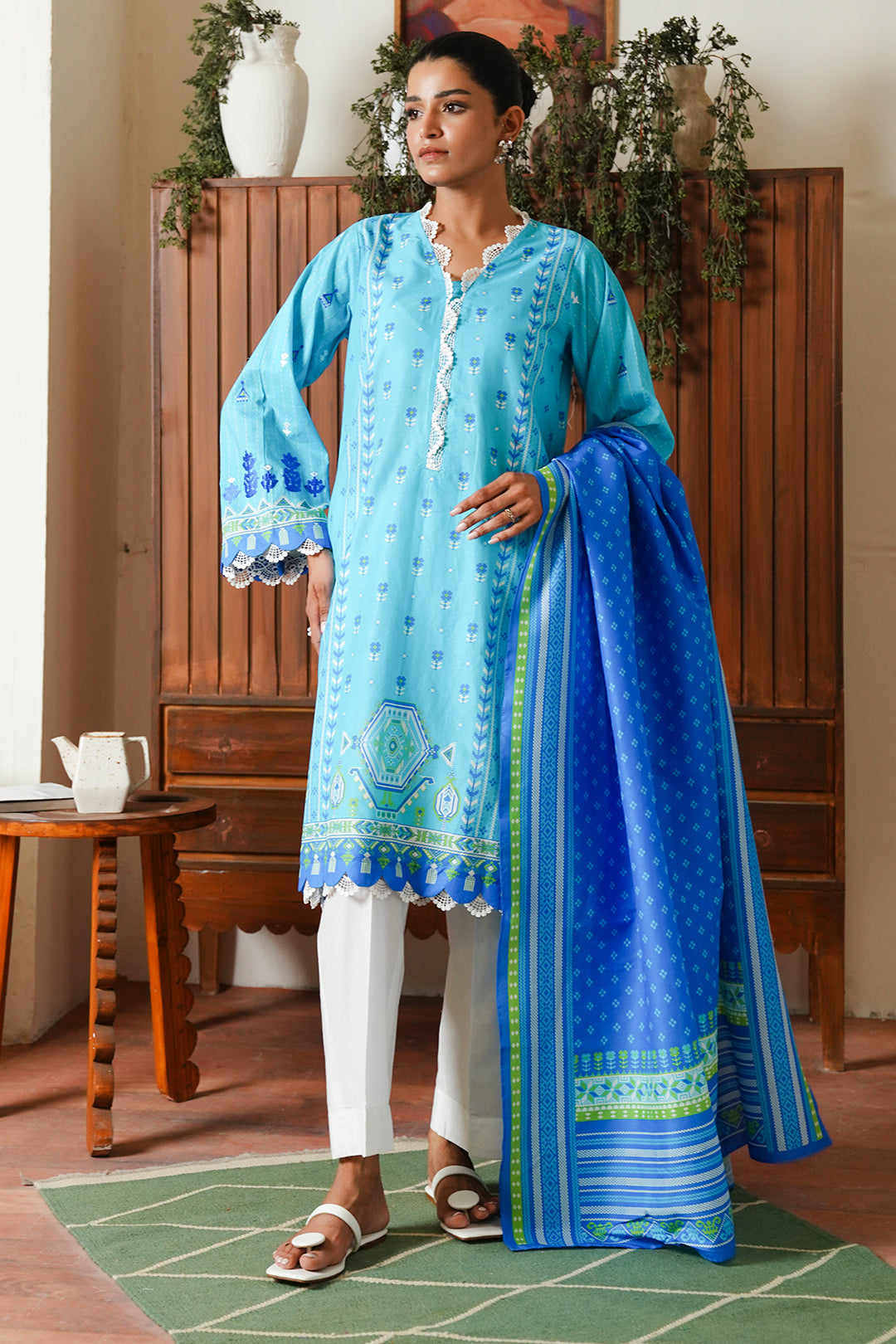 Zellbury | Unstitched 2 Piece Cambric | Embroidered Shirt Dupatta - 0028 -  Zellbury Women Essential Unstitched - Original Designer Dress - House of Maryam