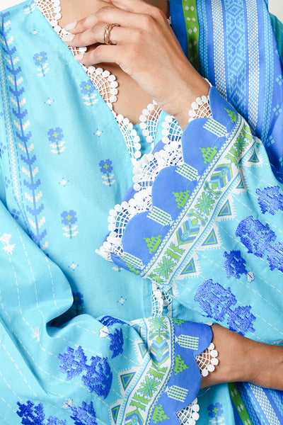 Zellbury | Unstitched 2 Piece Cambric | Embroidered Shirt Dupatta - 0028 -  Zellbury Women Essential Unstitched - Original Designer Dress - House of Maryam