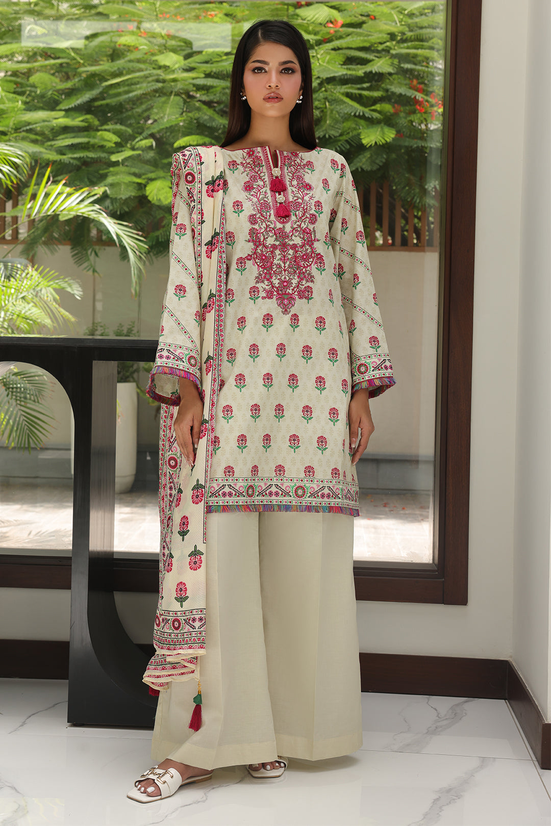 Zellbury | Unstitched 2 Piece Cambric | Embroidered Shirt Dupatta - 0105