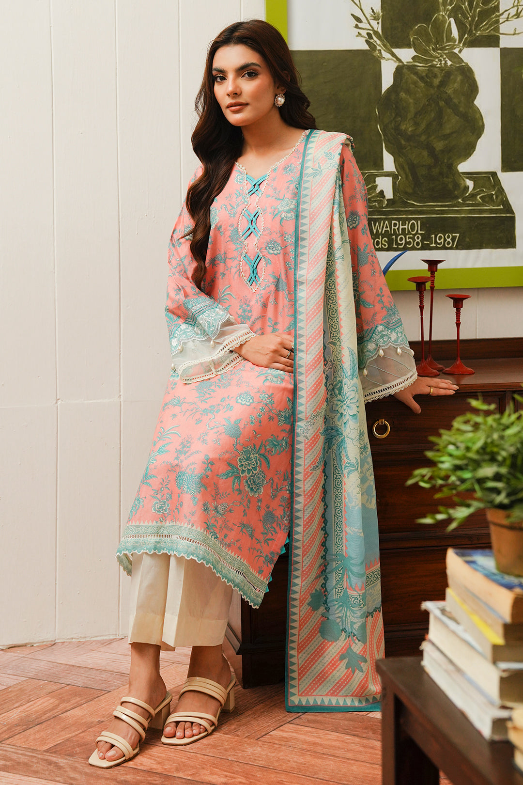 Zellbury | Unstitched 2 Piece Cambric | Embroidered Shirt Dupatta - 0106