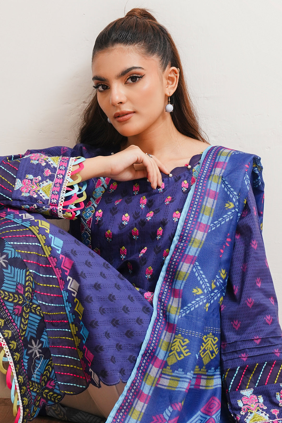 Zellbury | Unstitched 2 Piece Cambric | Embroidered Shirt Dupatta - 0108 -  Zellbury Women Essential Unstitched - Original Designer Dress - House of Maryam
