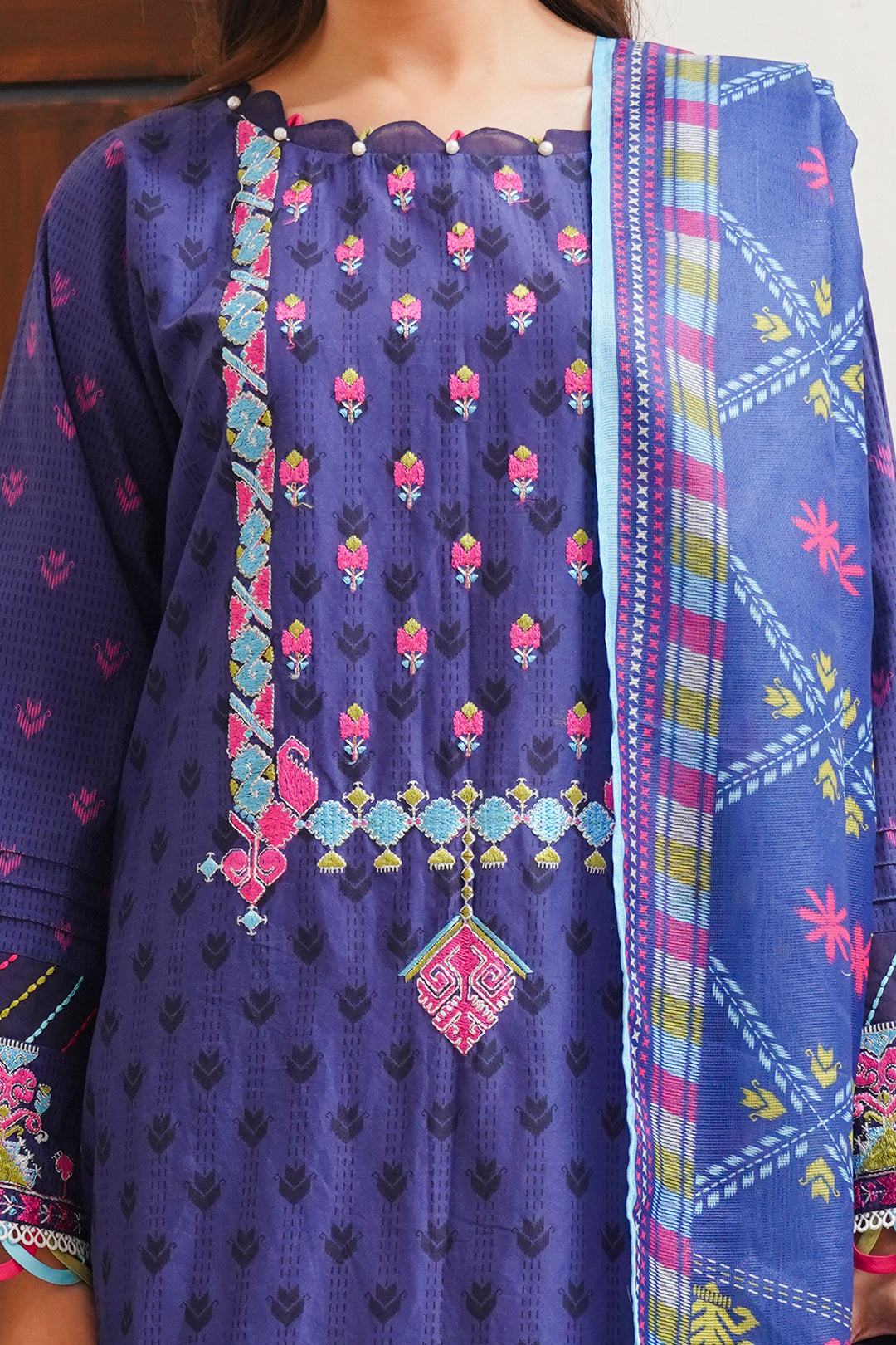 Zellbury | Unstitched 2 Piece Cambric | Embroidered Shirt Dupatta - 0108 -  Zellbury Women Essential Unstitched - Original Designer Dress - House of Maryam