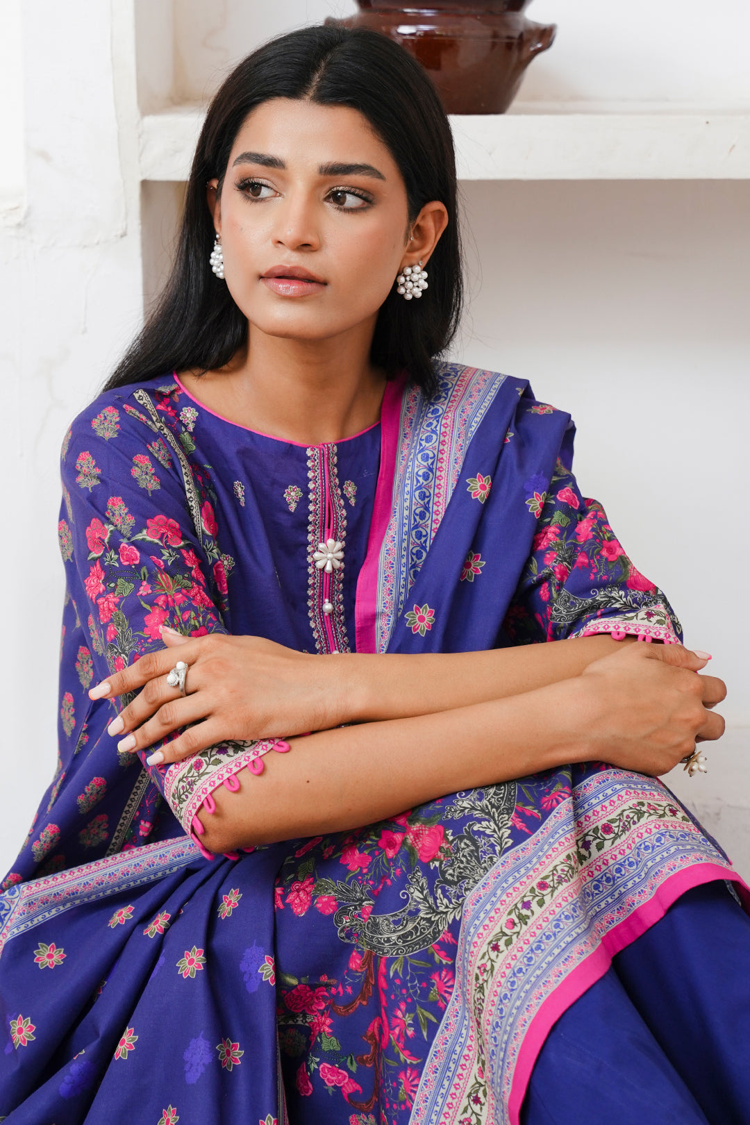 Zellbury | Unstitched 2 Piece Cambric | Embroidered Shirt Dupatta - 0110 -  Zellbury Women Essential Unstitched - Original Designer Dress - House of Maryam