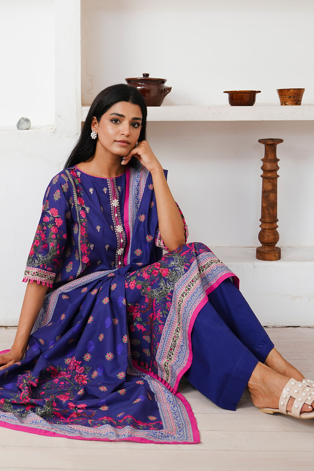 Zellbury | Unstitched 2 Piece Cambric | Embroidered Shirt Dupatta - 0110 -  Zellbury Women Essential Unstitched - Original Designer Dress - House of Maryam