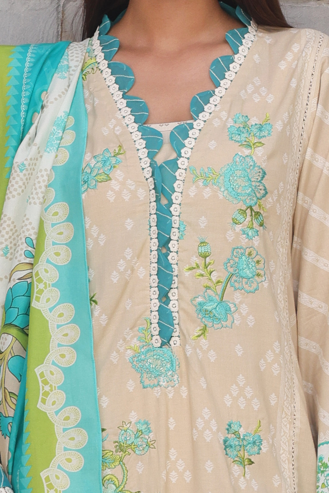 Zellbury | Unstitched 2 Piece Cambric | Embroidered Shirt Dupatta - 0112