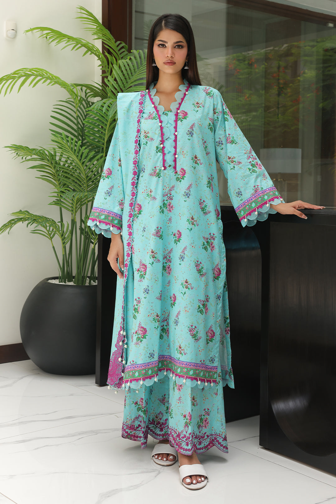 Zellbury | Unstitched 3 Piece Cambric | Embroidered Shirt Shalwar Dupatta - 0067 -  Zellbury Women Essential Unstitched - Original Designer Dress - House of Maryam