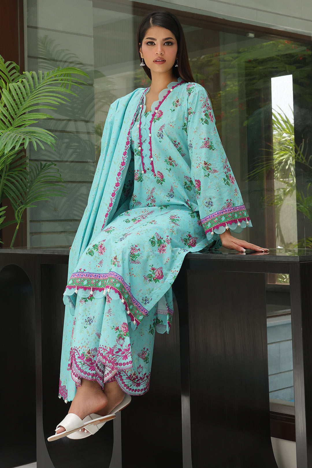 Zellbury | Unstitched 3 Piece Cambric | Embroidered Shirt Shalwar Dupatta - 0067