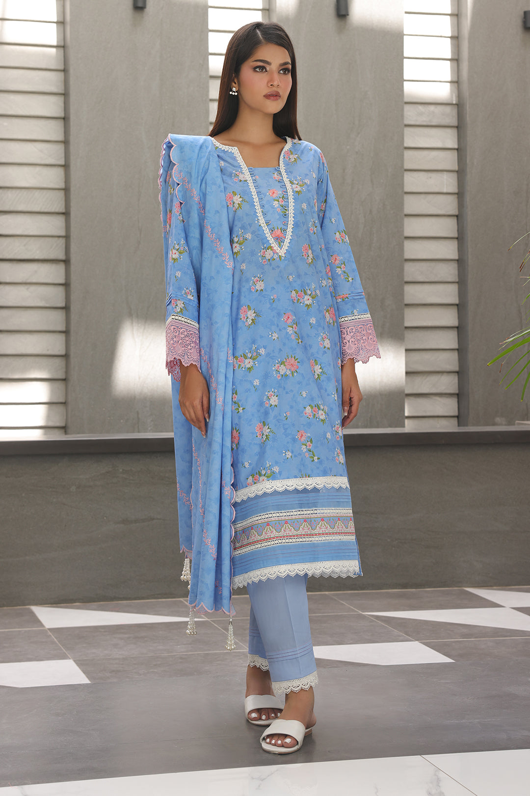 Zellbury | Unstitched 3 Piece Cambric | Embroidered Shirt Shalwar Dupatta - 0068 -  Zellbury Women Essential Unstitched -  House of Maryam