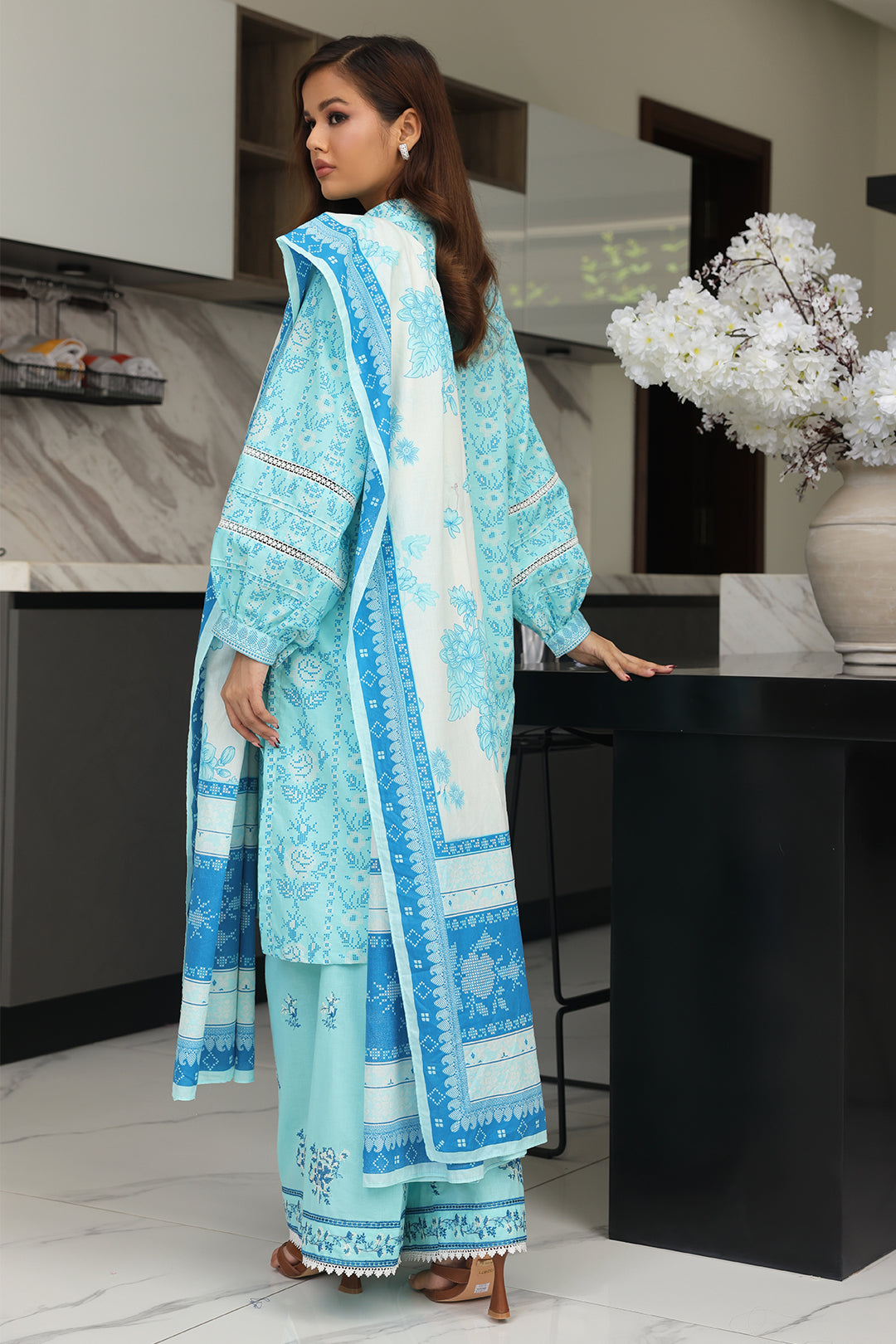 Zellbury | Unstitched 3 Piece Cambric | Embroidered Shirt Shalwar Dupatta - 0070 -  Zellbury Women Essential Unstitched - Original Designer Dress - House of Maryam