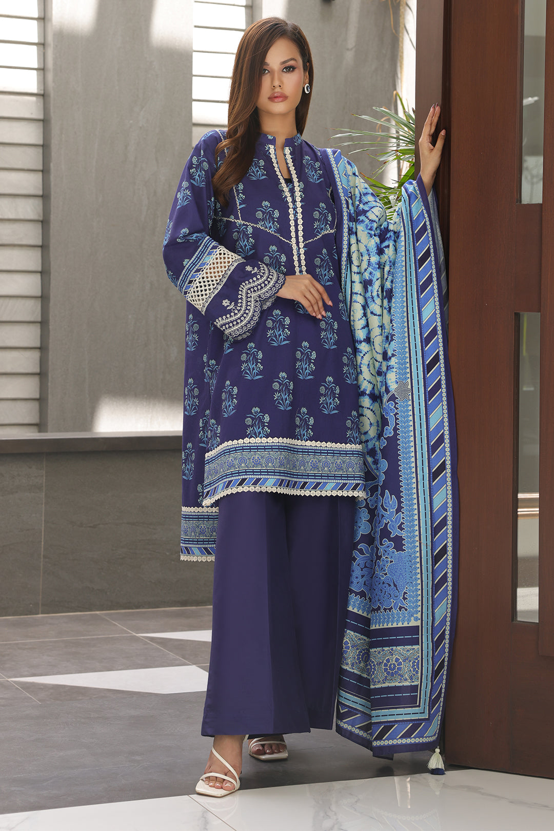 Zellbury | Unstitched 3 Piece Cambric | Embroidered Shirt Shalwar Dupatta - 0072