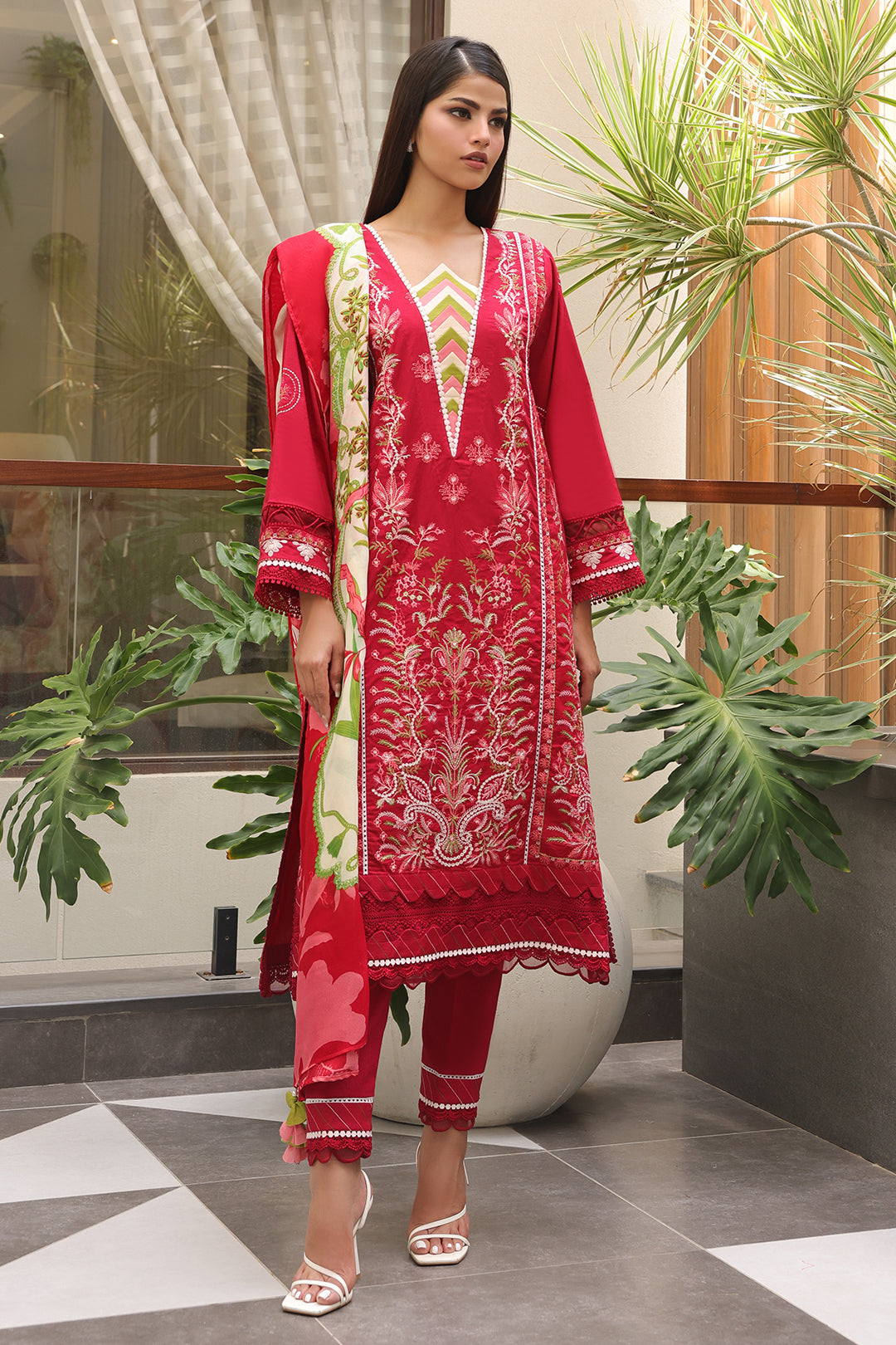 Zellbury | Unstitched 3 Piece Cambric | Embroidered Shirt Shalwar Dupatta - 0074 -  Zellbury Women Essential Unstitched - Original Designer Dress - House of Maryam